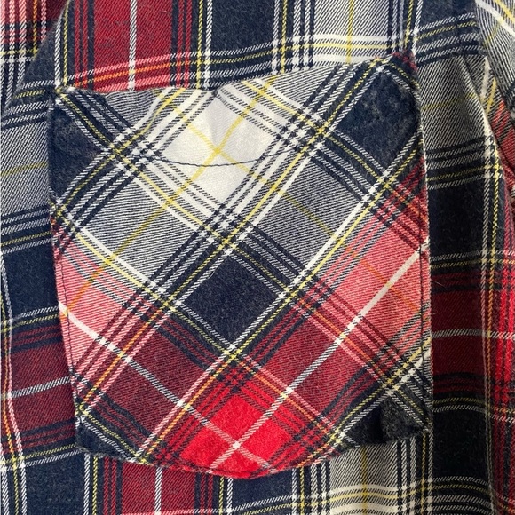 Vanilla Star Red Plaid Long Sleeve Button Up Shirt, Sz M, Pocket, Missing Button - Picture 5 of 9